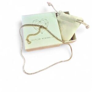 Caitlyn Minimalist Dainty Tennis Necklace - 18K gold plated,  CZ necklace